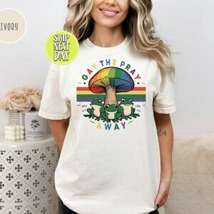 Gay The Pray Away LGBT T-shirt, Funny Frog Gay Rights LGBT Rainbow T-shirt